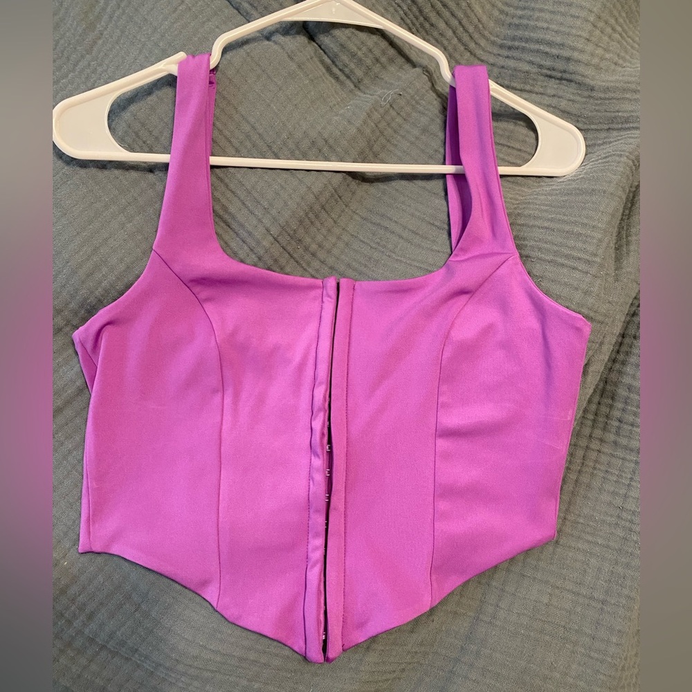 Purple corset going out top